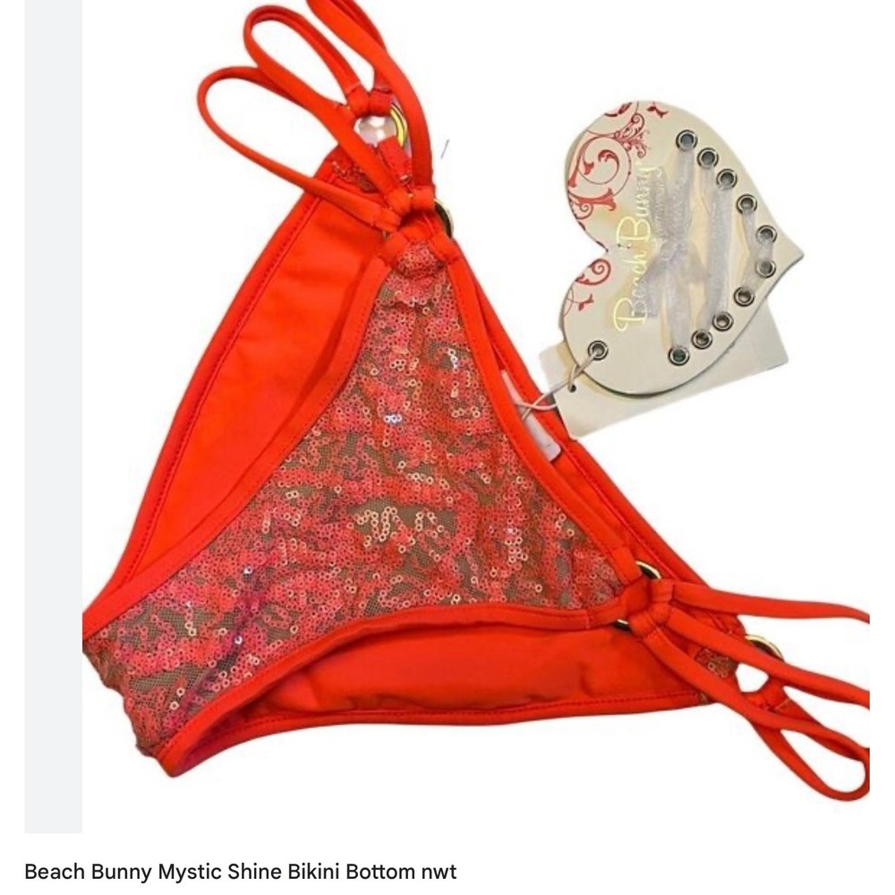 Beach Bunny Mystic Shine Bikini Bottoms Orange Sequin‎ Swim NWT xsmall